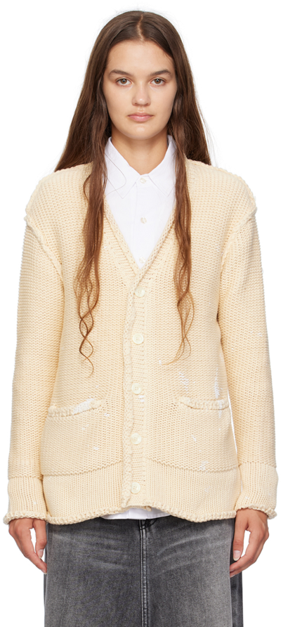 Shop R13 Off-white Rolled Cardigan In Natural With Paint