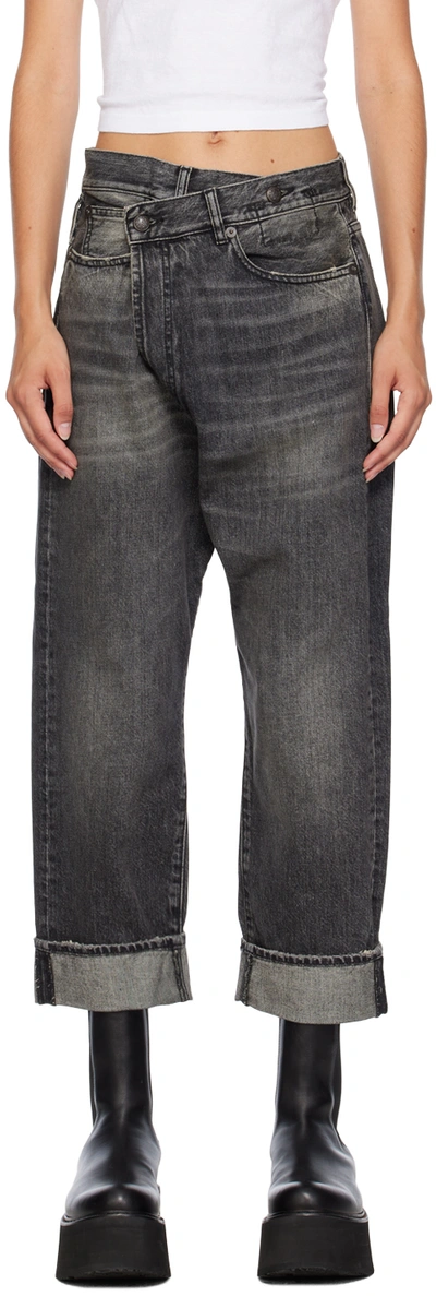Shop R13 Black Crossover Jeans In Leyton Black