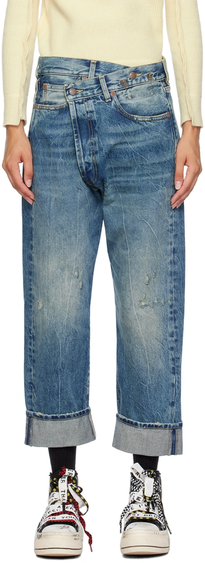 Shop R13 Blue Crossover Jeans In Kelly
