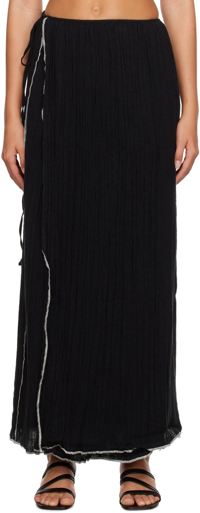 Shop Baserange Black Shok Midi Skirt
