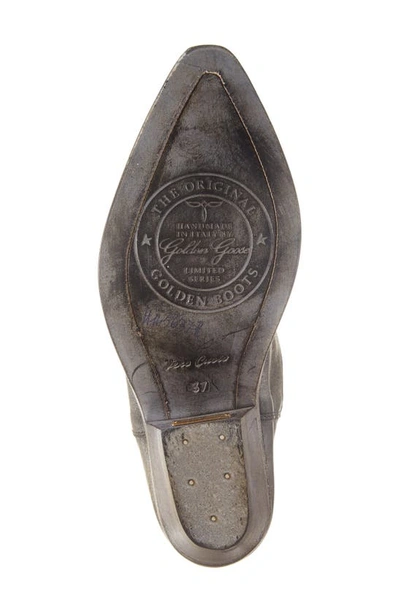 Golden Goose Wish Star Low Leather Upper With Embroidery And Mould Treatment In Black/ Ecru Silver