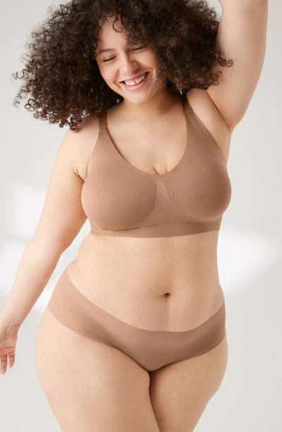 True & Co. Soft Form V-neck Adjustable Strap Bralette In Bronzed