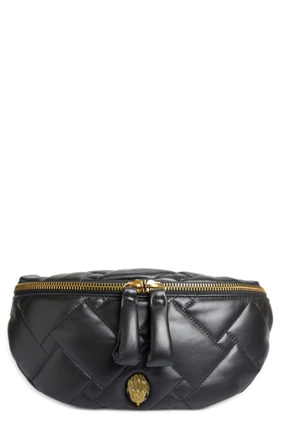 Shop Kurt Geiger Kensington Quilted Leather Belt Bag In Black