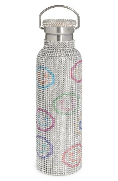 Shop Collina Strada Crystal Embellished Insulated Water Bottle In Rainbow Smiley Face