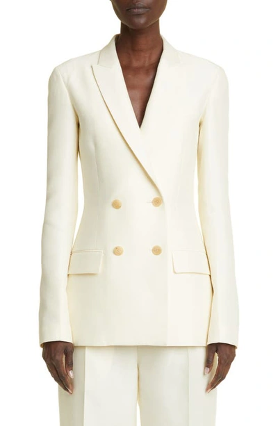 Shop The Row Aristide Double Breasted Wool & Silk Blazer In Pale Moon