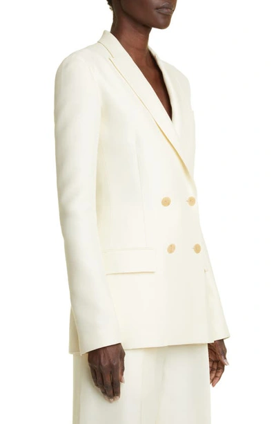 Shop The Row Aristide Double Breasted Wool & Silk Blazer In Pale Moon