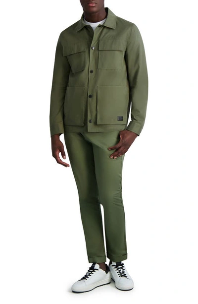 Shop Karl Lagerfeld Safari Snap-up Shirt Jacket In Olive