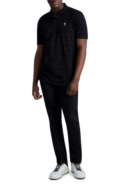 Shop Karl Lagerfeld Textured Jacquard Cotton Polo In Black