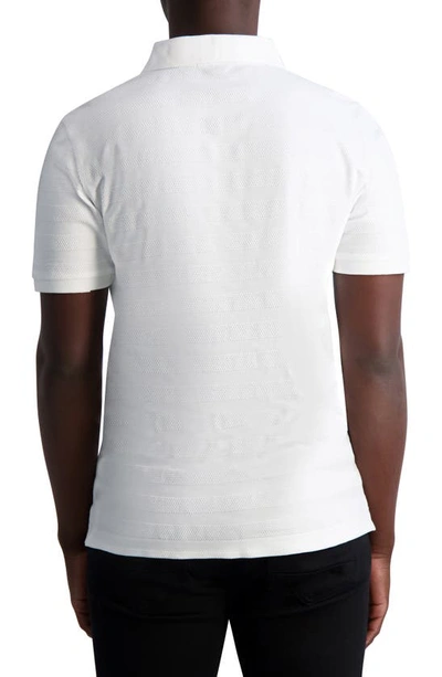 Shop Karl Lagerfeld Textured Jacquard Cotton Polo In White