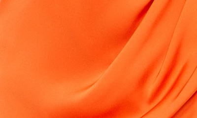 Shop Mac Duggal One-shoulder Single Long Sleeve Satin Minidress In Burnt Orange