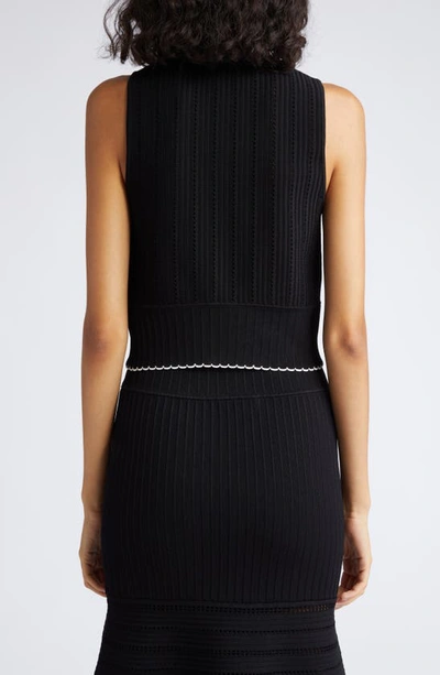 Shop Victoria Beckham Pointelle Knit Sleeveless Top In Black