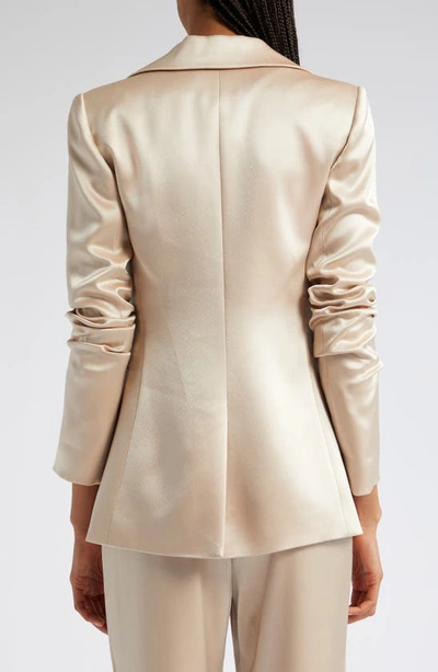 Shop Alice And Olivia Pailey Fitted Satin Blazer In Sand