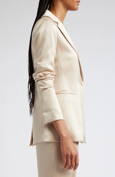Shop Alice And Olivia Pailey Fitted Satin Blazer In Sand