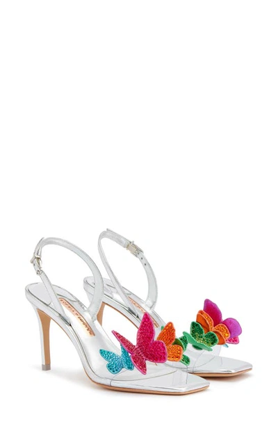Shop Sophia Webster Vanessa Crystal Butterfly Slingback Stiletto Sandal In Carnival/ Silver