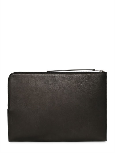 Rick Owens Leather Zipped Large Pouch In Black | ModeSens