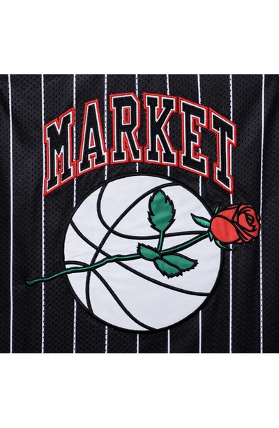 Shop Market Rose Appliqué Stripe Mesh Basketball Tank In Black Multi