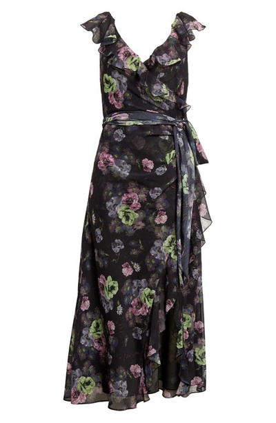 Shop Cinq À Sept Laure Floral Print Wrap Dress In Midnight Multi