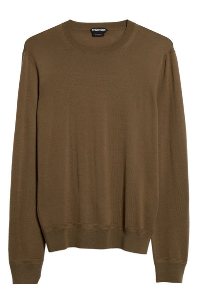 Shop Tom Ford Fine Gauge Merino Wool Sweater In Olive