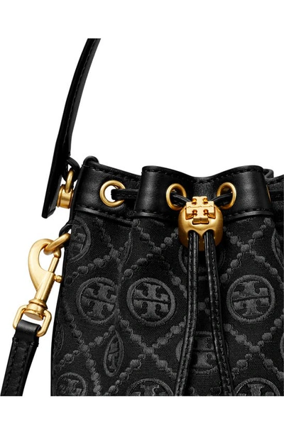 Tory Burch Mini T Monogram Bucket Bag In Black