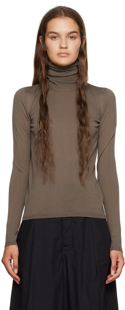 Shop Max Mara Taupe Rolled Turtleneck In 008 Turtledove