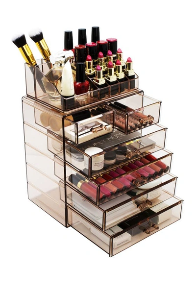 Sorbus Acrylic 6 Drawer & Top Organizer Cosmetics Makeup & Jewelry Storage Case Display Set In Brown