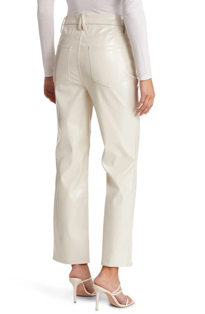 Shop Good American Good Curve Faux Leather Straight Leg Pants In Bone001