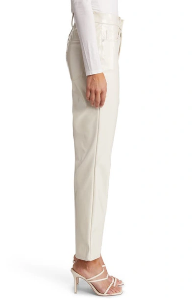 Shop Good American Good Curve Faux Leather Straight Leg Pants In Bone001