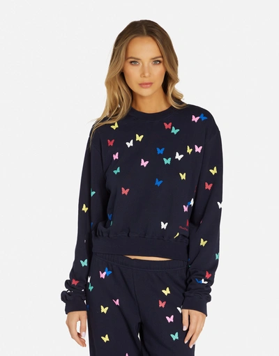 Shop Lauren Moshi Spalding Mini Butterflies In Navy