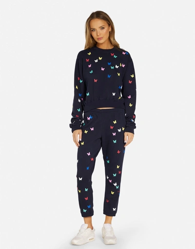 Shop Lauren Moshi Spalding Mini Butterflies In Navy