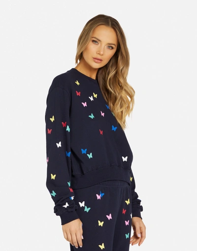 Shop Lauren Moshi Spalding Mini Butterflies In Navy