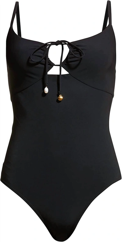 Shop Tory Burch Ruched Tie-front One-piece Swimsuit In Black