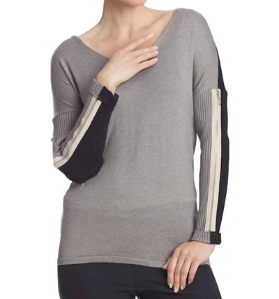 Shop Angel V-neck Zipper Sleeve Sweater In Gray Multi In Grey