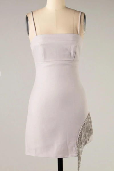 Le Lis Rhinestone Fringe Dress In Lavender In Purple