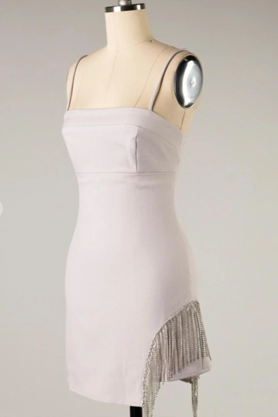 Le Lis Rhinestone Fringe Dress In Lavender In Purple