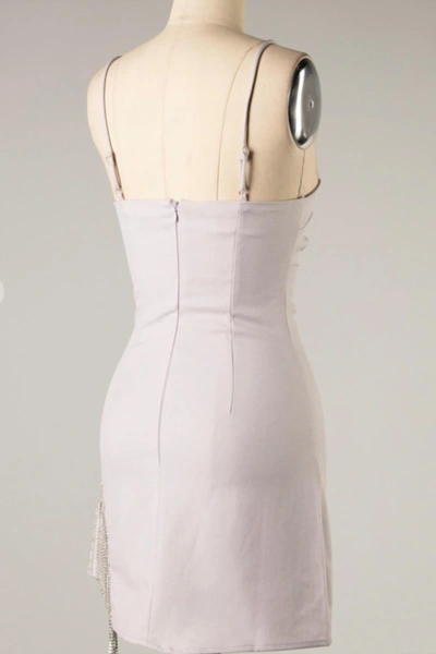 Le Lis Rhinestone Fringe Dress In Lavender In Purple