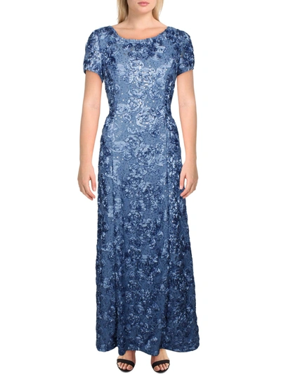 Shop Alex Evenings Womens Sequined Soutache Evening Dress In Blue