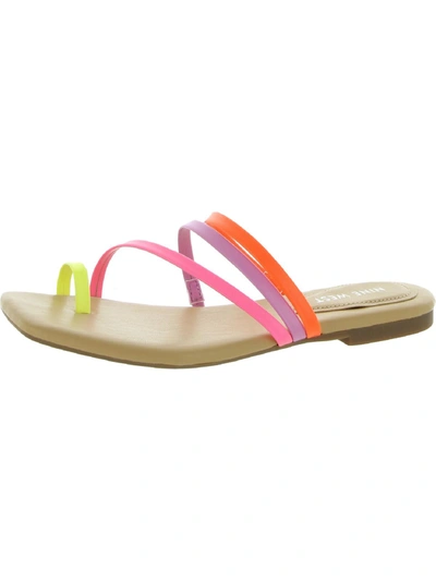 Shop Nine West Darbie 3 Womens Strappy Slip On Flat Sandals In Multi