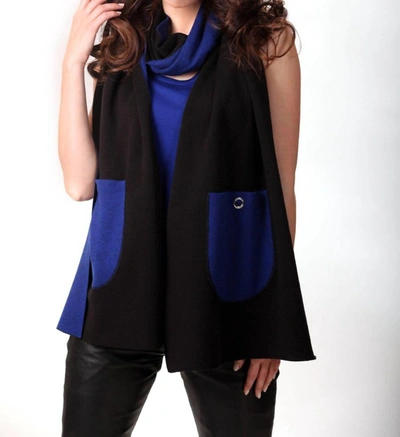 Angel 2-tone Reversible Pocket Shawl In Black/cobalt In Black