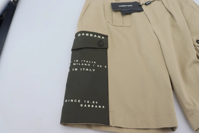 Shop Dolce & Gabbana Beige Cotton Cargo Bermuda Men's Shorts