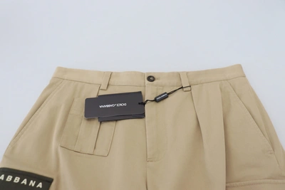 Shop Dolce & Gabbana Beige Cotton Cargo Bermuda Men's Shorts