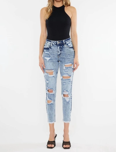 Kancan Collie High Rise Mom Jeans In Medium Wash In Multi