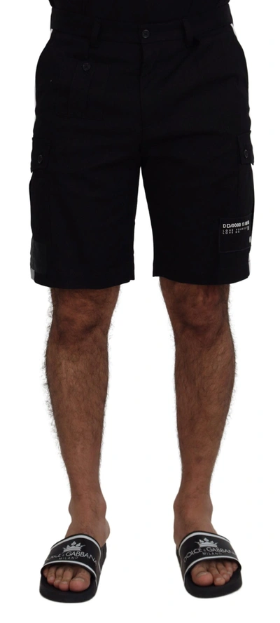 Shop Dolce & Gabbana Black Bermuda Cargo Casual Men's Shorts