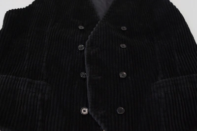 Shop Dolce & Gabbana Elegant Black Double Breasted Dress Men's Vest