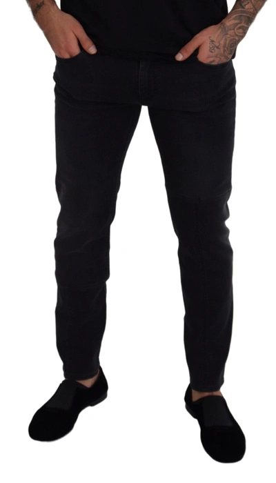 Shop Dolce & Gabbana Sleek Black Cotton Blend Denim Men's Pants