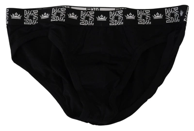 Shop Dolce & Gabbana Black Cotton Stretch Midi Brief Men's Underwear In Black And White