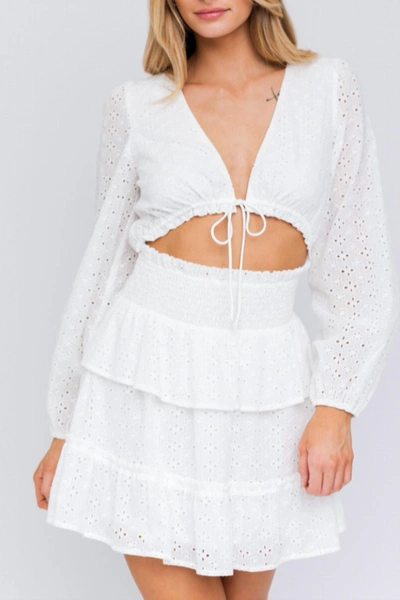 Shop Le Lis Eyelet Mini Dress In White