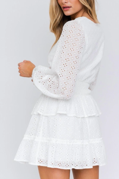 Shop Le Lis Eyelet Mini Dress In White