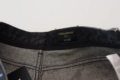 Shop Dolce & Gabbana Elegant Multicolor Printed Denim Men's Pants In Black