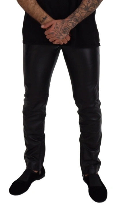 Shop Dolce & Gabbana Black Shiny Stretch Skinny Men's Pants