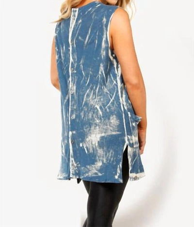 Shop Angel Bleach Linen Buttoned-back Long Vest In Denim In Blue